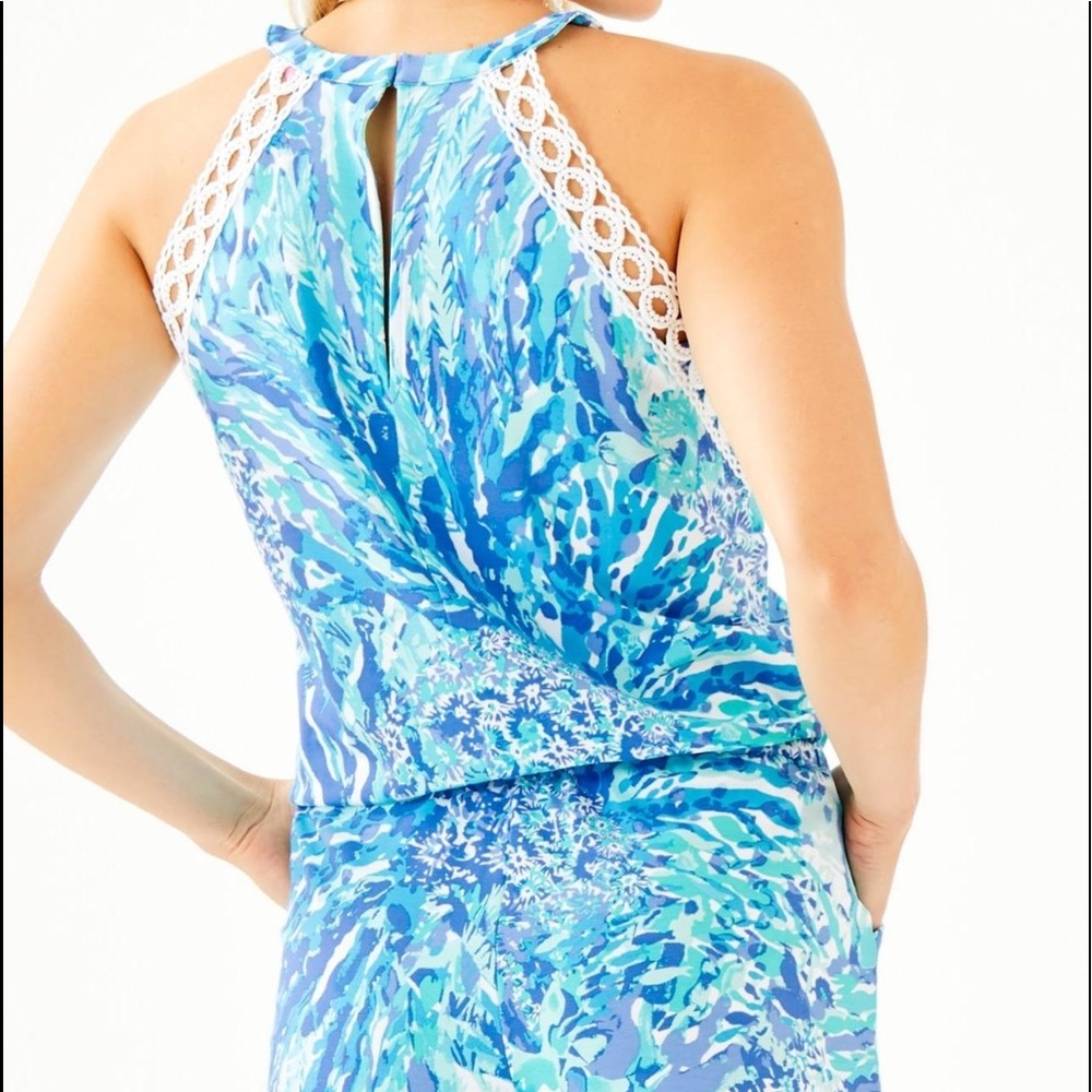 Lilly Pulitzer LALA ROMPER Blue Haven Hey Soleil - Picture 10 of 16
